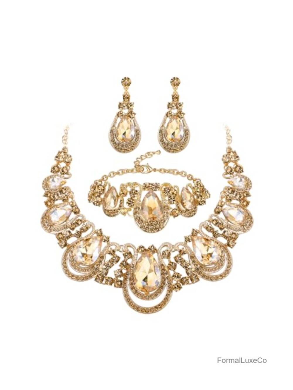 3-Piece Crystal Bridal Jewelry Set, Elegant Prom Accessories, Gift Boxed